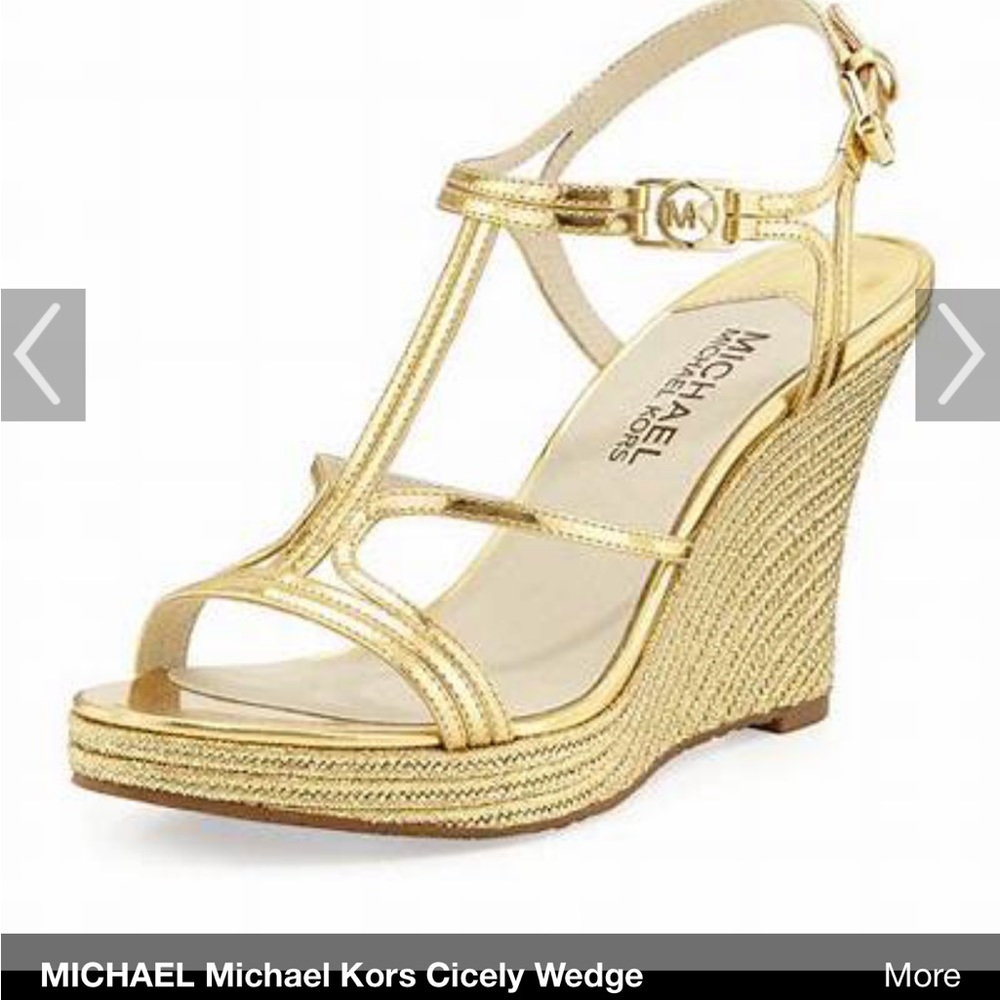 Michael Michael Kors Cicely Wedge Metallic - Size 5